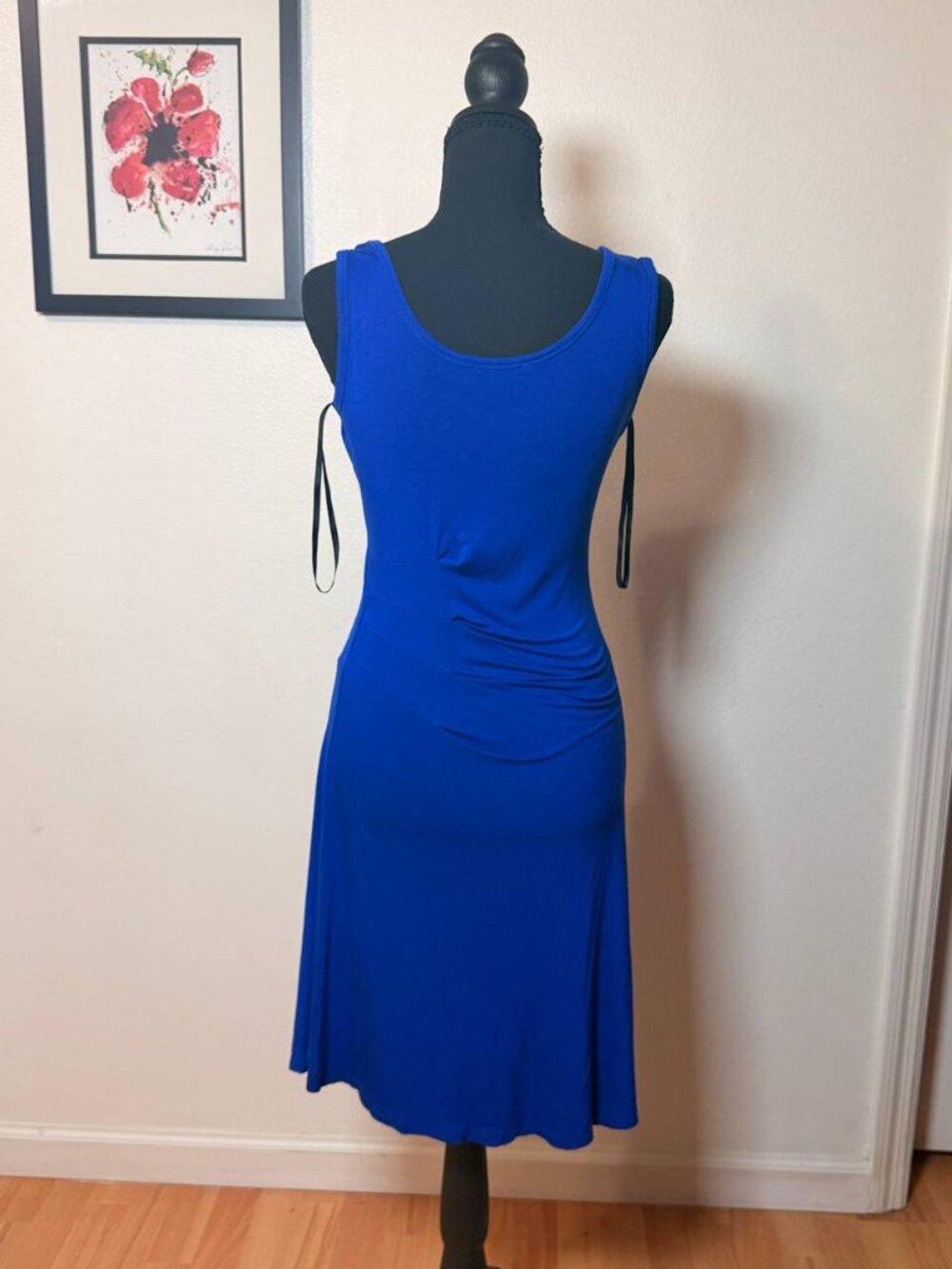 Calvin Klein Cobalt Blue Ruched Bodycon Tank Dress Minimalist Chic